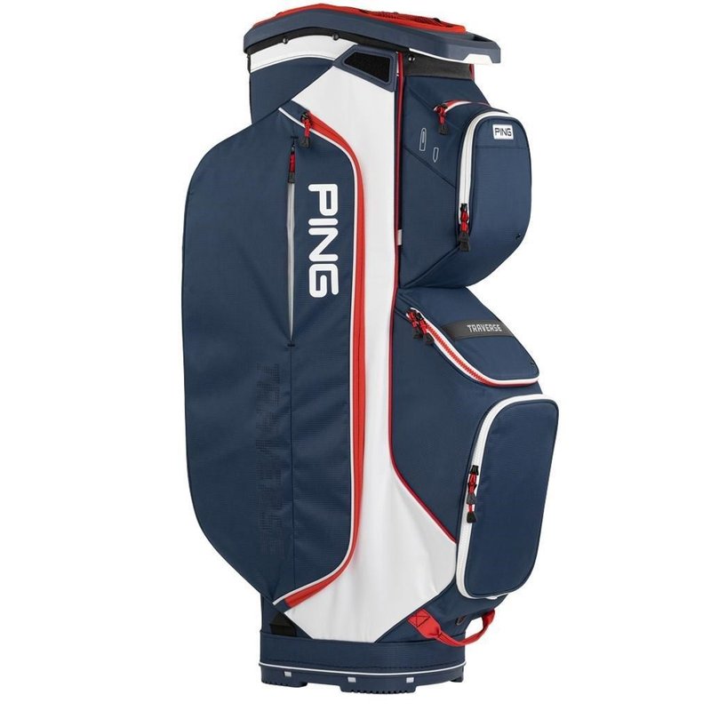 PING Traverse cart bag, navy/white/red
