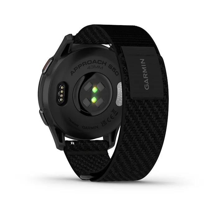 Garmin Approach S50 GPS watch, black nylon/silver aluminium