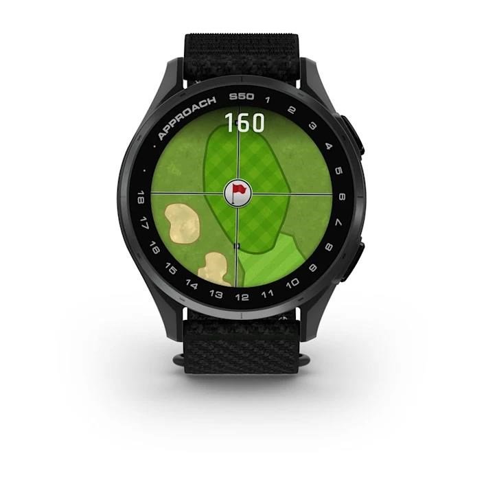 Garmin Approach S50 GPS watch, black nylon/silver aluminium