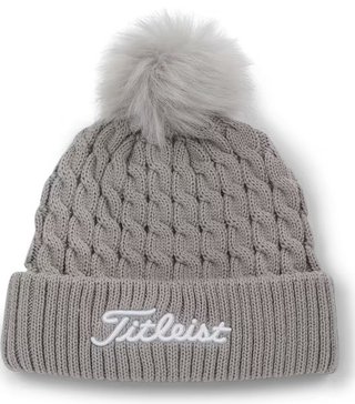 Titleist Cable Knit Pom Pom berretto invernale da donna, grigio chiaro
