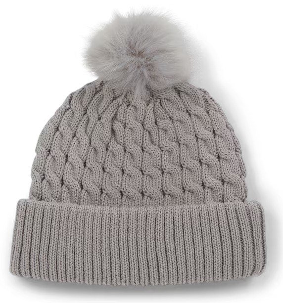 Titleist Cable Knit Pom Pom berretto invernale da donna, grigio chiaro