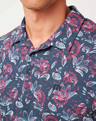 Travis Mathew FEATHERWEIGHT FLOURISH polo da uomo, mood indigo/vintage indigo