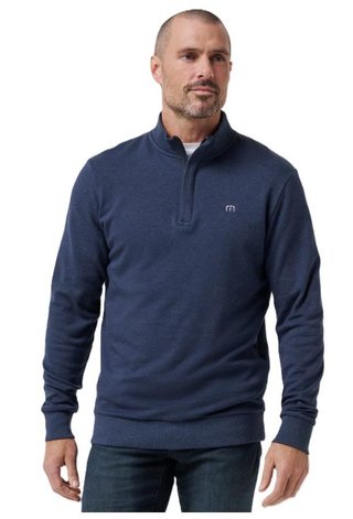 Travis Mathew CLOUD QUARTER ZIP 2.0 felpa da uomo, heather blue