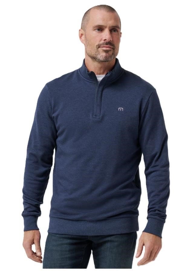 Travis Mathew CLOUD QUARTER ZIP 2.0 felpa da uomo, heather blue