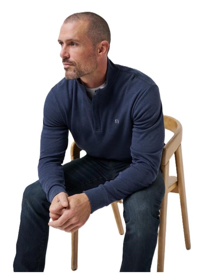 Travis Mathew CLOUD QUARTER ZIP 2.0 felpa da uomo, heather blue