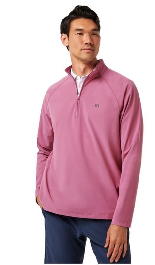 Travis Mathew Air Tram Quarter Zip felpa da uomo, rose wine