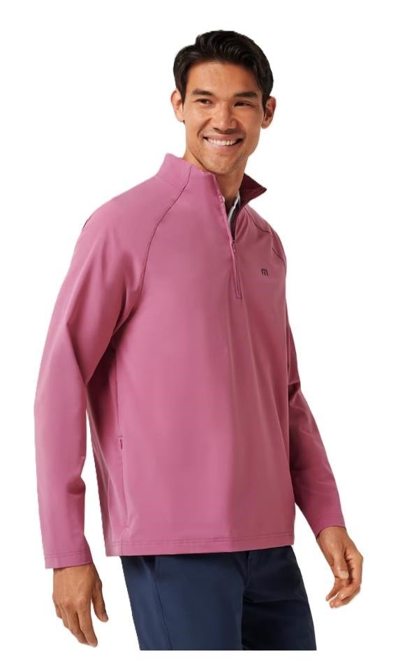 Travis Mathew Air Tram Quarter Zip felpa da uomo, rose wine