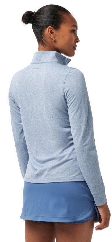 Travis Mathew Featherweightt Active Zip Long Sleeve polo da donna, heather copen blue