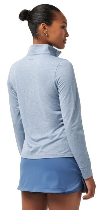 Travis Mathew Featherweightt Active Zip Long Sleeve polo da donna, heather copen blue