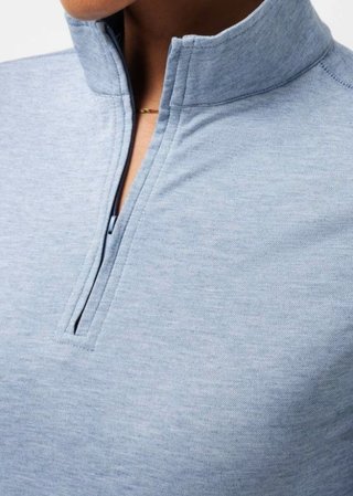 Travis Mathew Featherweightt Active Zip Long Sleeve polo da donna, heather copen blue