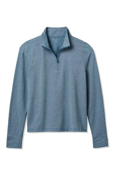 Travis Mathew Featherweightt Active Zip Long Sleeve polo da donna, heather copen blue