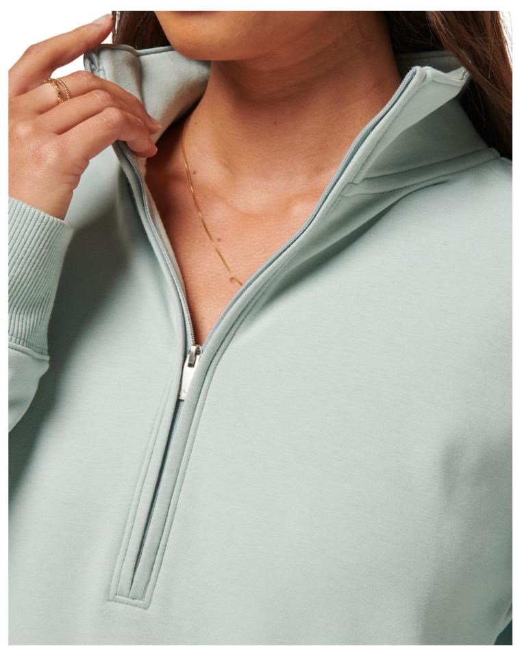 Travis Mathew Cloud Fleece Half-Zip felpa da donna, ether