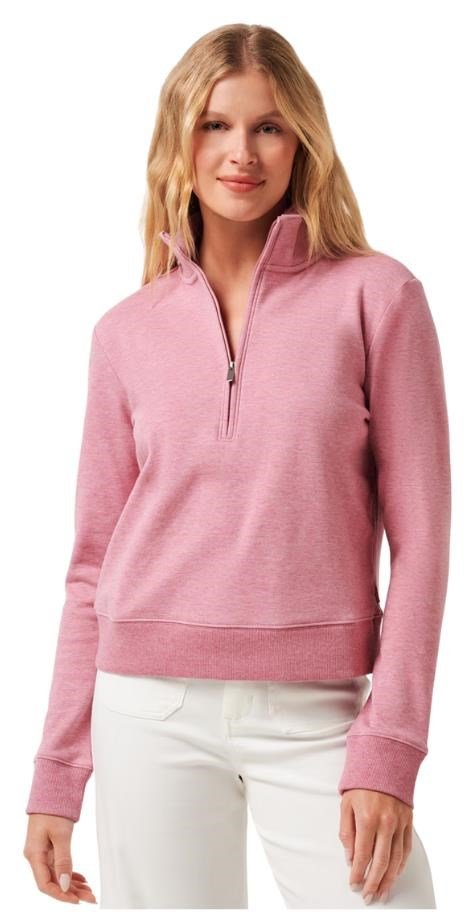 Travis Mathew Cloud Fleece Half-Zip felpa donna, heather foxglove