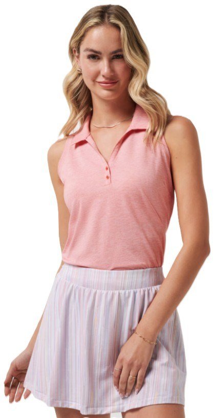 Travis Mathew Featherweight Active 2.0 Sleeveless polo da donna, heather porcelain rose