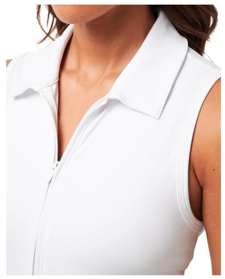 Travis Mathew Moveknit Sleeveless Polo abito da donna, bianco