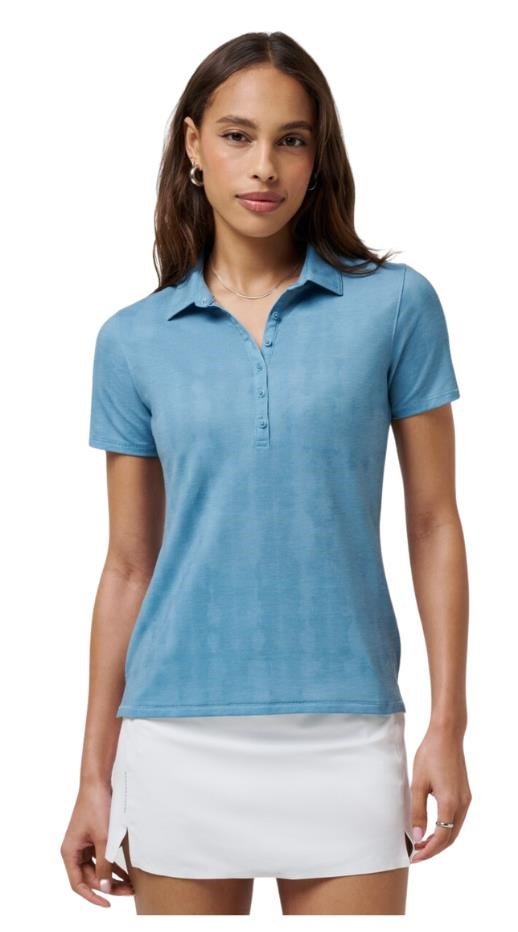 Travis Mathew Featherweight Active Printed polo da donna, smoke blue multi