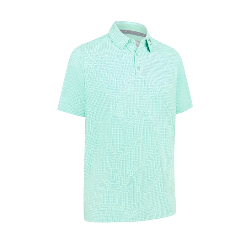 Callaway Warped Gingham Print polo da uomo, neptune green