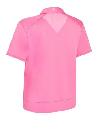 Callaway Waist Length Mesh Detail Short Sleeve polo da donna, cheeky pink