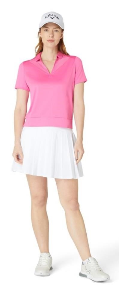 Callaway Waist Length Mesh Detail Short Sleeve polo da donna, cheeky pink