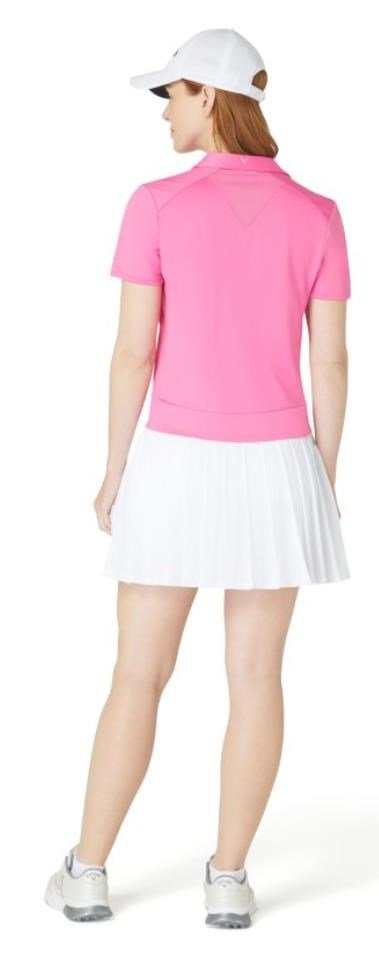 Callaway Waist Length Mesh Detail Short Sleeve polo da donna, cheeky pink