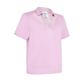 Callaway Waist Length Mesh Detail Short Sleeve polo da donna, orchid