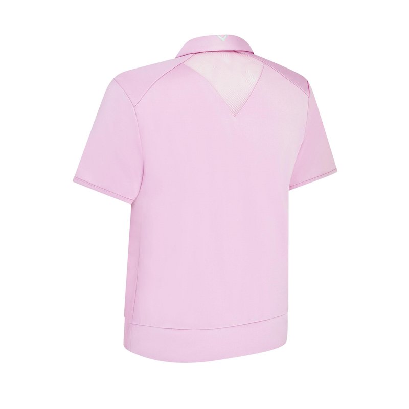 Callaway Waist Length Mesh Detail Short Sleeve polo da donna, orchid