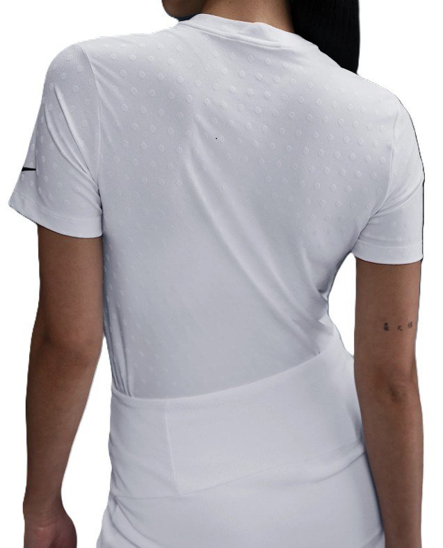 Nike Woman Dri-FIT Short-Sleeve Blade Jacquard polo donna, bianco/nero