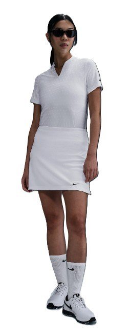 Nike Woman Dri-FIT Short-Sleeve Blade Jacquard polo donna, bianco/nero