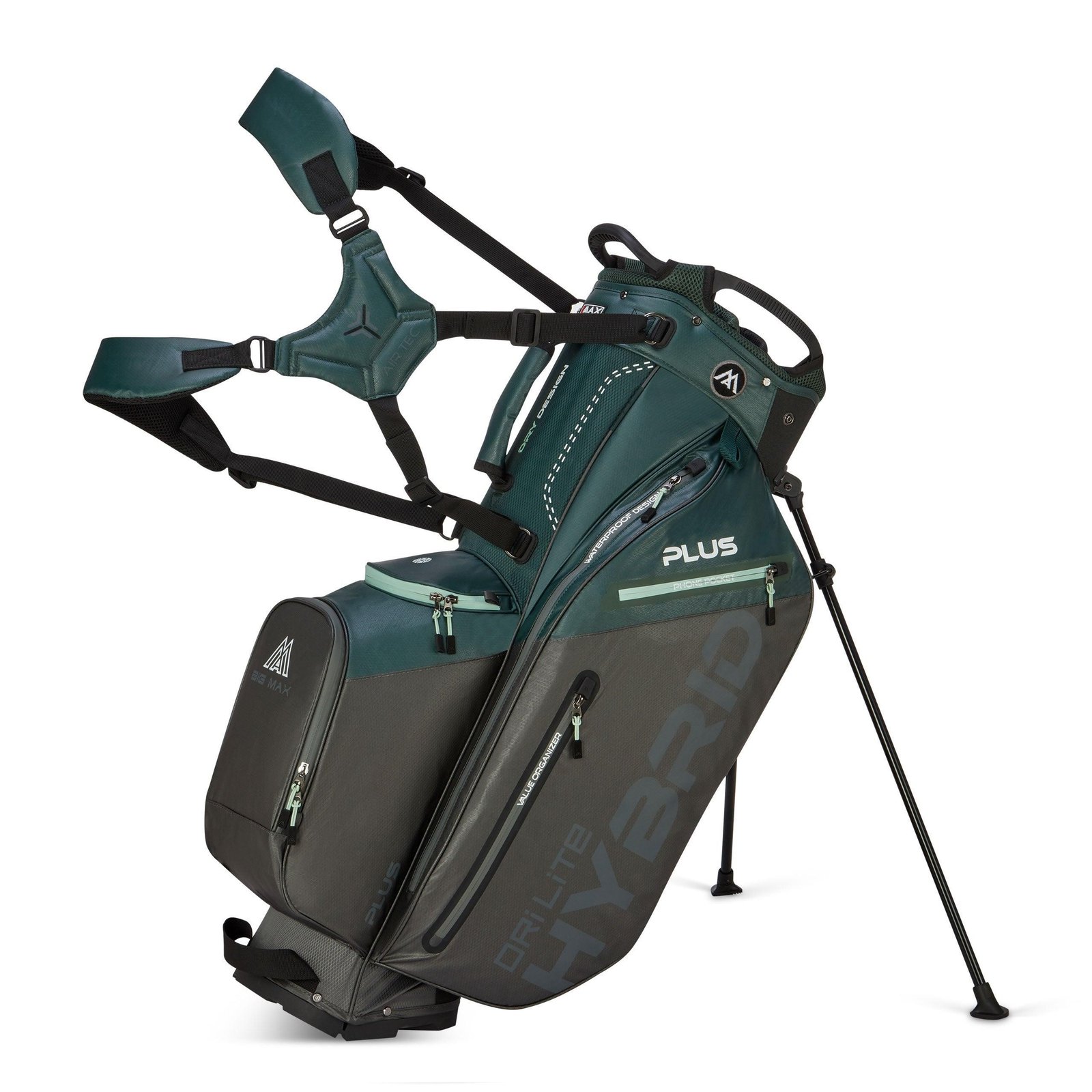 Big Max Dri Lite Hybrid Plus stand bag, forest green/charcoal