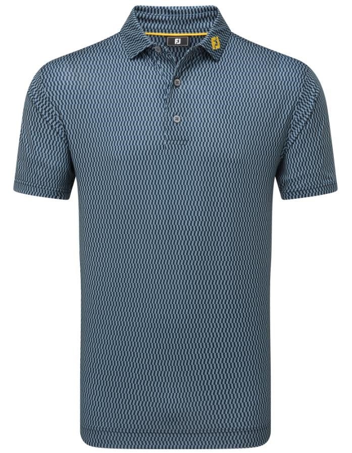 FootJoy Wiggle Print Lisle polo da uomo, blu navy/grigio/bianco