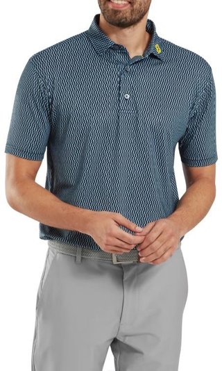 FootJoy Wiggle Print Lisle polo da uomo, blu navy/grigio/bianco