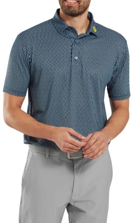 FootJoy Wiggle Print Lisle polo da uomo, blu navy/grigio/bianco