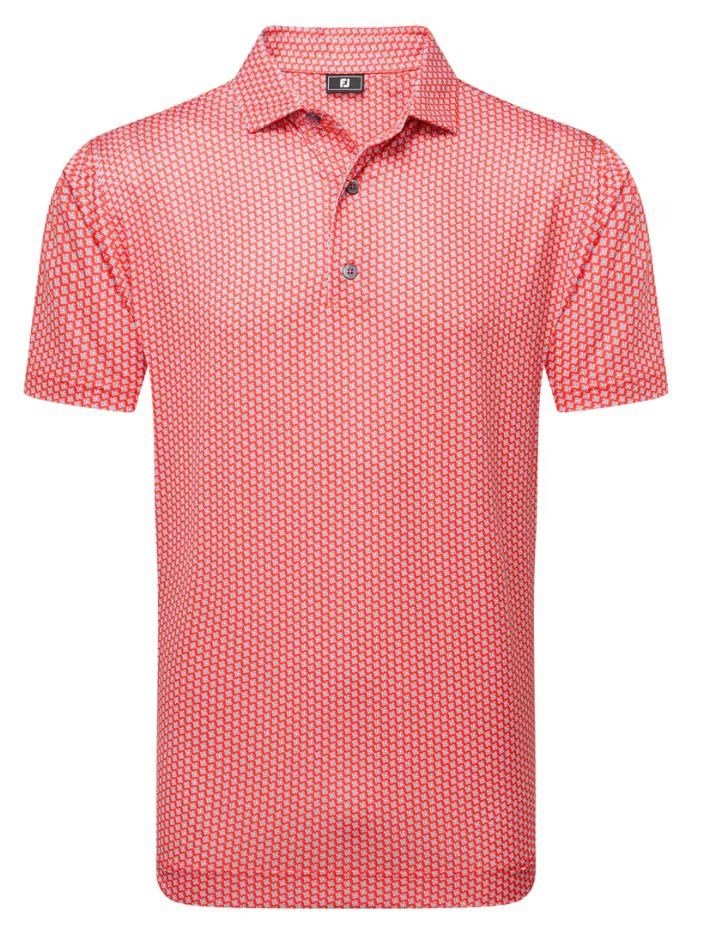 FootJoy Houndstooth Geo Lisle polo da uomo, hibiscus