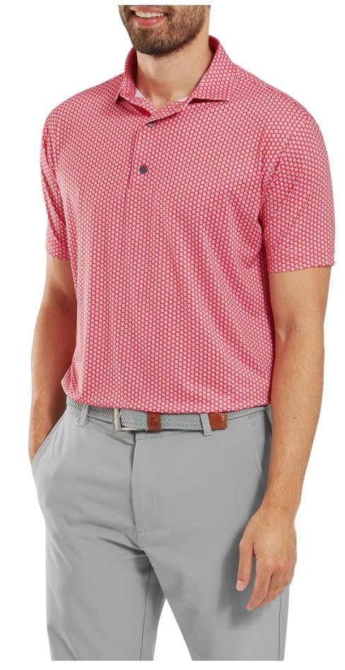 FootJoy Houndstooth Geo Lisle polo da uomo, hibiscus