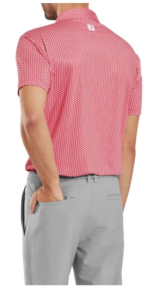 FootJoy Houndstooth Geo Lisle polo da uomo, hibiscus