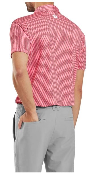 FootJoy Houndstooth Geo Lisle polo da uomo, hibiscus