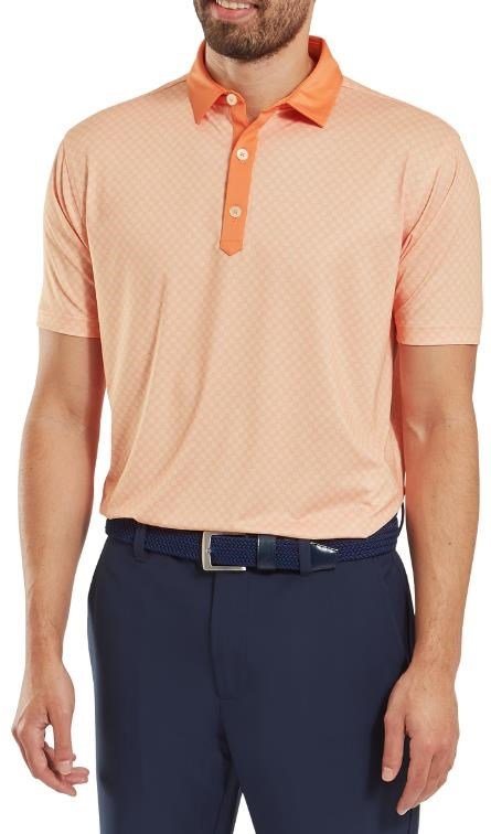FootJoy Checker Print Lisle polo da uomo, arancione/bianco