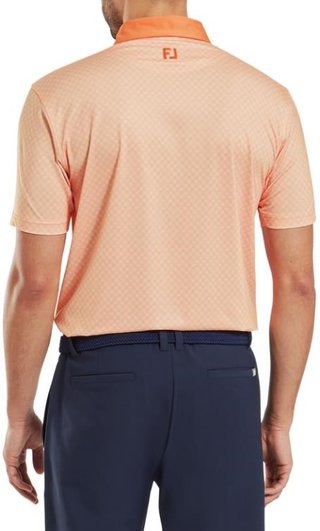 FootJoy Checker Print Lisle polo da uomo, arancione/bianco