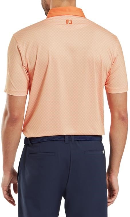 FootJoy Checker Print Lisle polo da uomo, arancione/bianco