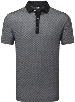 FootJoy Checker Print Lisle polo da uomo, nero/bianco