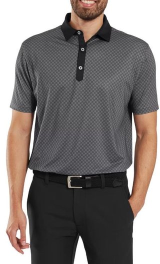 FootJoy Checker Print Lisle polo da uomo, nero/bianco