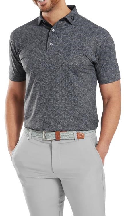 FootJoy Speckle Print Pique polo da uomo, nero/flint