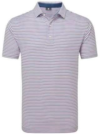 FootJoy Balance Stripe Lisle polo uomo, skyway/white/dark denim/pink lemonade