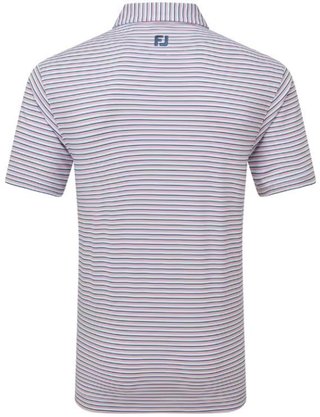 FootJoy Balance Stripe Lisle polo uomo, skyway/white/dark denim/pink lemonade