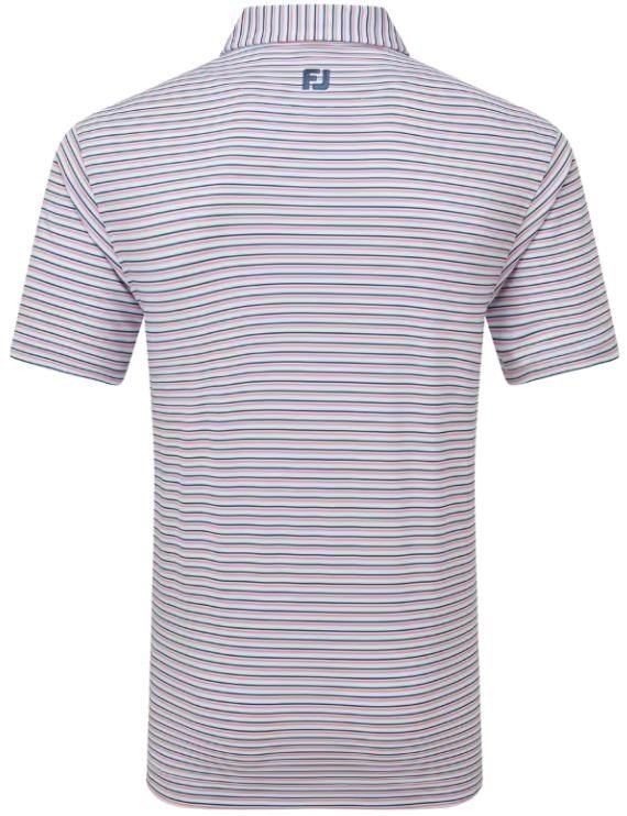 FootJoy Balance Stripe Lisle polo uomo, skyway/white/dark denim/pink lemonade