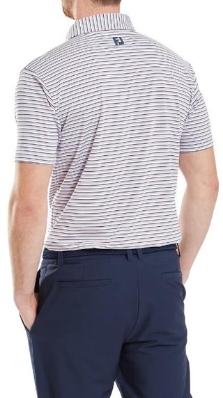 FootJoy Balance Stripe Lisle polo uomo, skyway/white/dark denim/pink lemonade