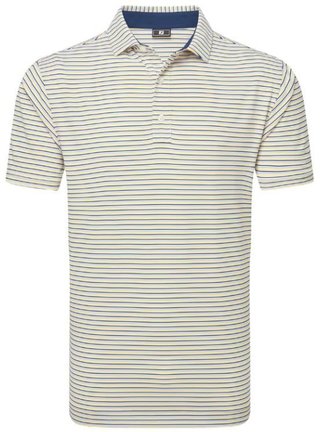 FootJoy Balance Stripe Lisle polo uomo, bianco/navy/grigio/taxi
