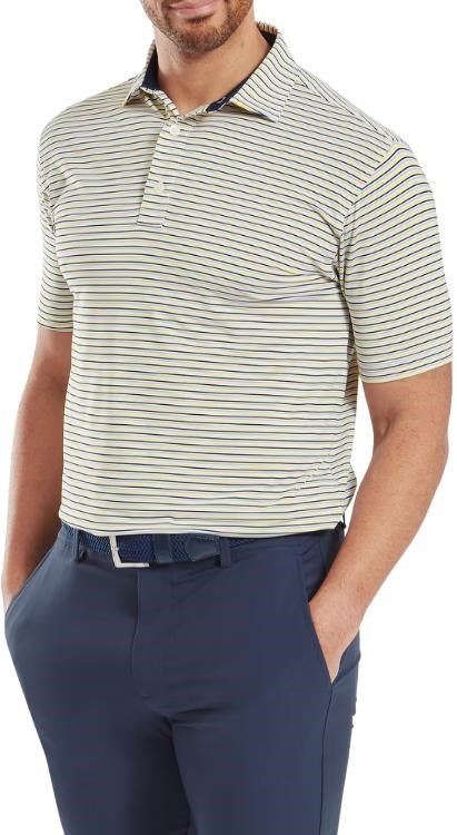 FootJoy Balance Stripe Lisle polo uomo, bianco/navy/grigio/taxi