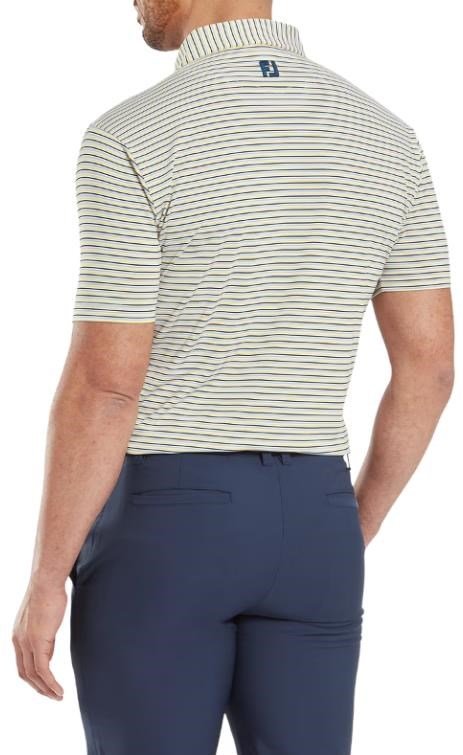 FootJoy Balance Stripe Lisle polo uomo, bianco/navy/grigio/taxi