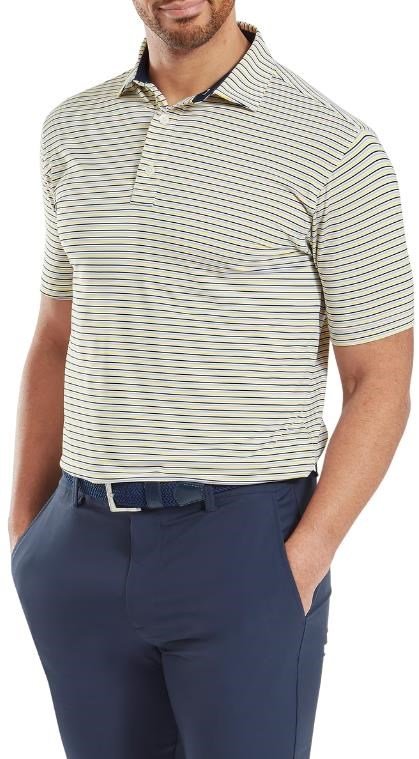 FootJoy Balance Stripe Lisle polo da uomo, blu jay/bianco/pistacchio/arancione